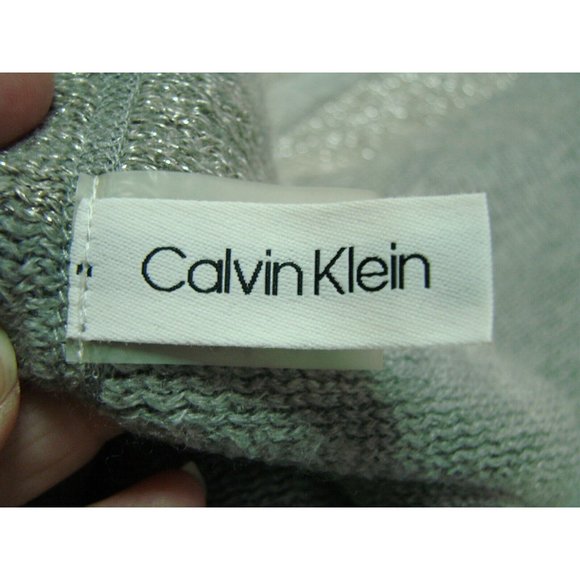 Calvin Klein Gray Acrylic Glitter Knit Infinity Scarf Warm Soft Stretch 33x12" - Picture 9 of 16